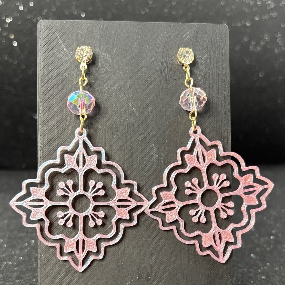 Pink‎ and Blue Color Shift, Dangle Earrings